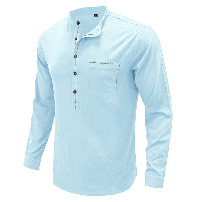 Herren Langarm-Henley-Shirt mit strapazierfähiger Baumwollmischung und modischer Knopfleiste Echoarchiv