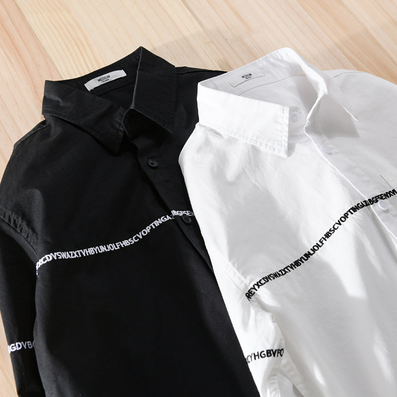 Herren Langarm-Hemd im Overshirt-Stil mit eingearbeitetem Schriftband und Brusttasche Echoarchiv