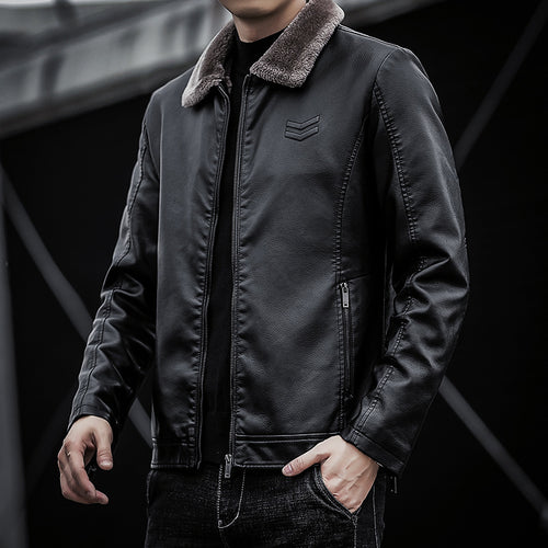 Herren Kunstlederjacke mit weichem Kragen Echo Archiv