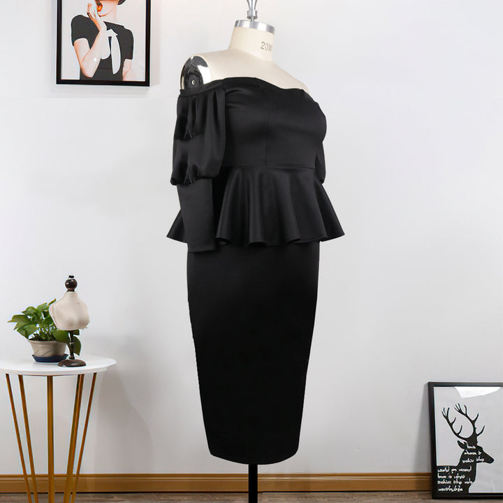 Damen Figurbetontes Peplum Kleid mit Off-Shoulder Ausschnitt Echo Archiv