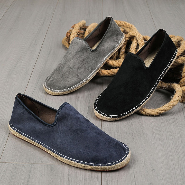 Herren Espadrilles aus Veloursleder mit geflochtener Juteborte und rutschfester Gummilaufsohle Echoarchiv