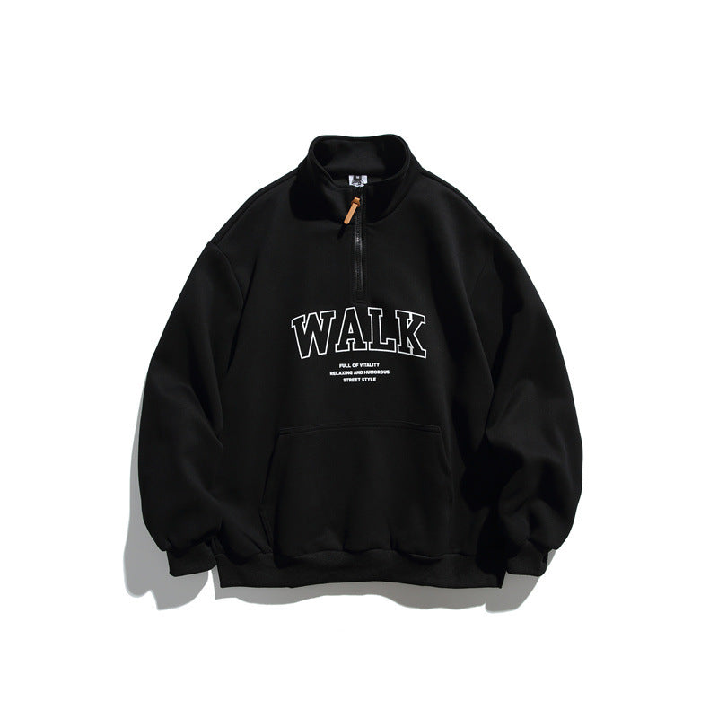 Unisex Oversize-Fleece-Halbzip-Sweatshirt mit Stehkragen und Kängurutasche Echoarchiv