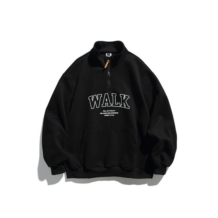 Unisex Oversize-Fleece-Halbzip-Sweatshirt mit Stehkragen und Kängurutasche Echoarchiv