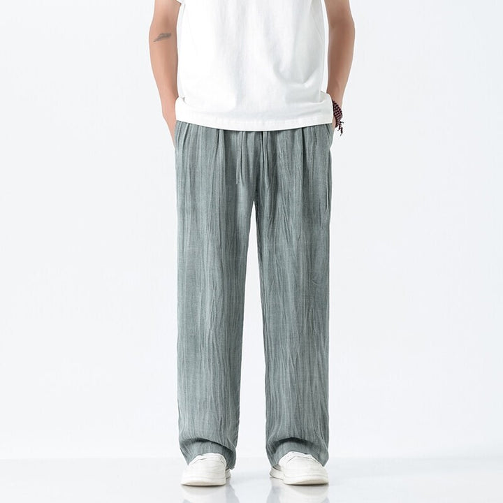 Herren nan weite Leinenhose mit verstellbarem Tunnelzugbund, lässiger Bundfaltenoptik und seitlichen Eingrifftaschen Echo Archiv