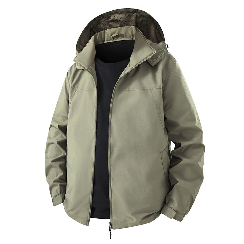 Herren Leichte wasserabweisende Kapuzen‑Shelljacke mit atmungsaktivem Meshfutter und verstellbarem Saum Echo Archiv