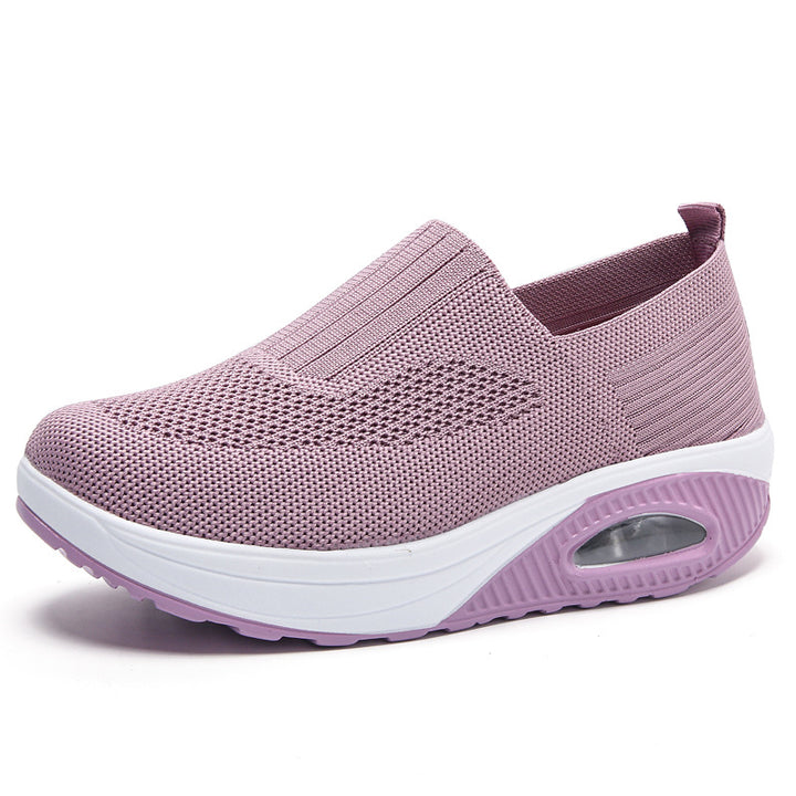 Damen nan gestrickter Slipper mit versteckter Keilsohle und sichtbarer Luftkammer Echo Archiv