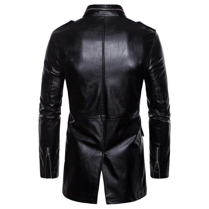 Herren modische Kunstlederjacke mit praktischen Taschen und asymmetrischem Reißverschluss Echoarchiv