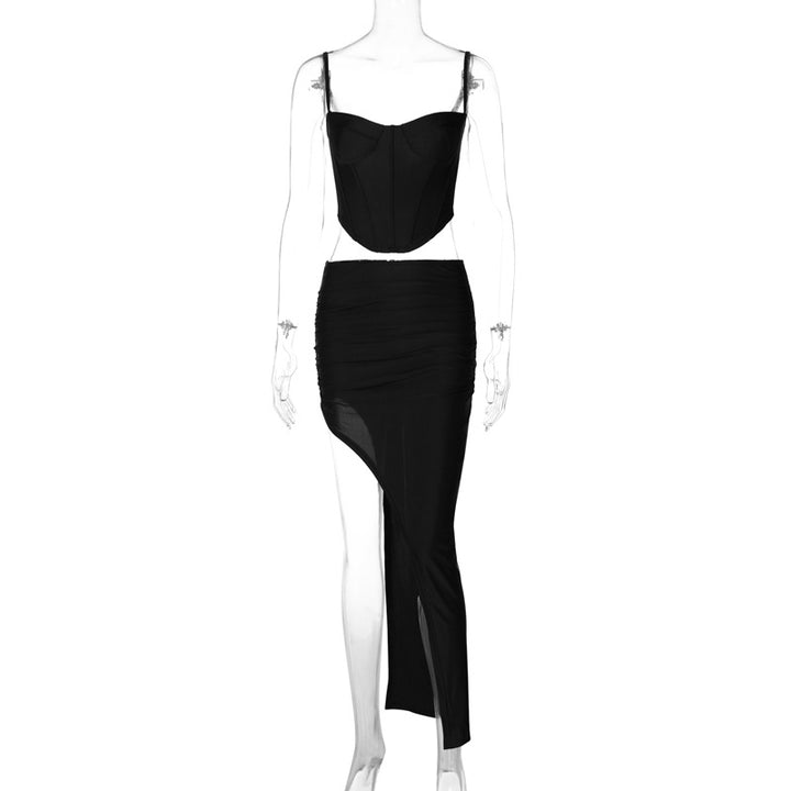 Damen Elegantes Bustier-Oberteil mit asymmetrischem Rock Echo Archiv
