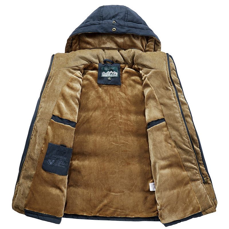 Herren Gefütterter Winterparka im Field-Style mit Teddyfutter und Kunstfellkapuze – Marzano