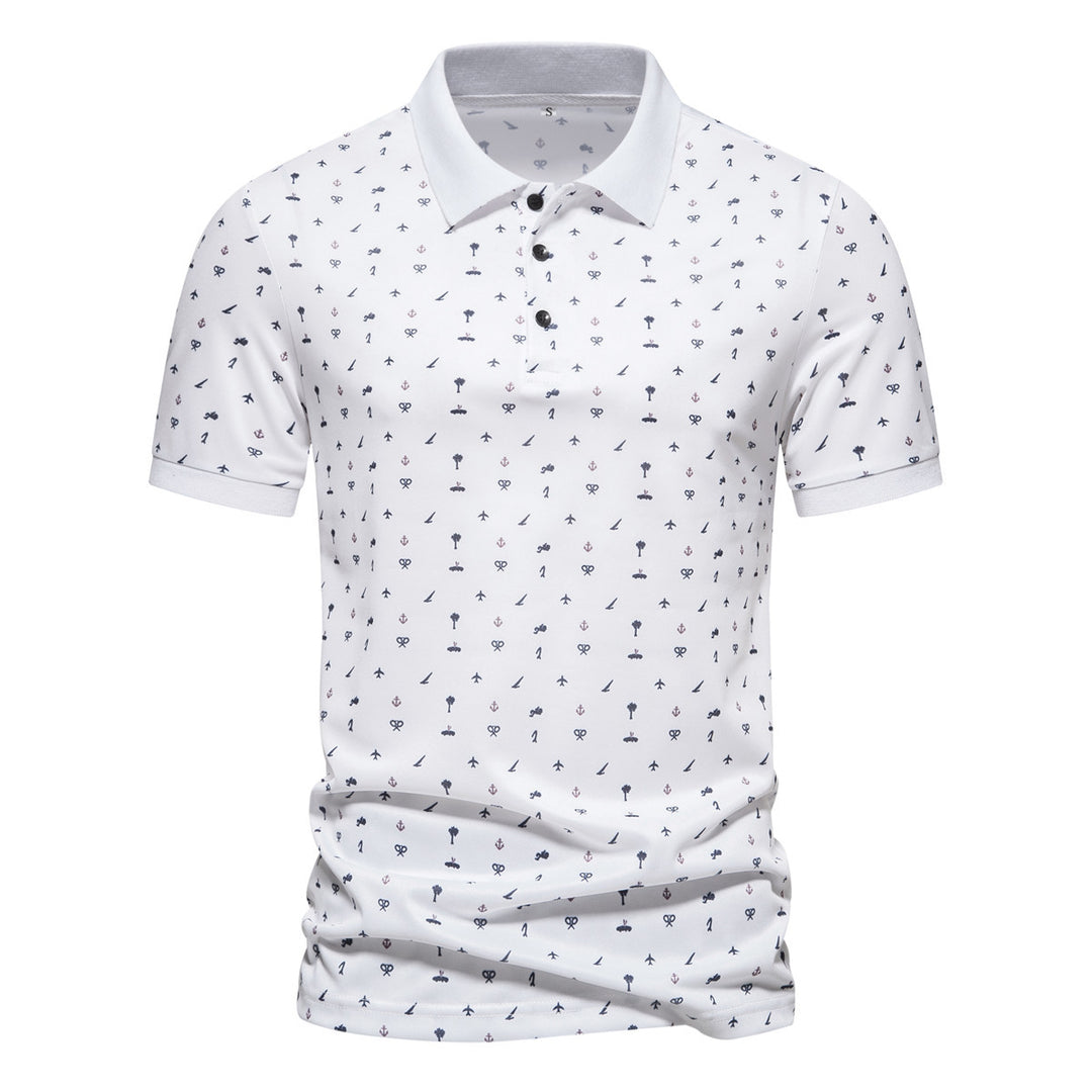 Herren Polohemd mit stilvollem Allover-Muster Echoarchiv