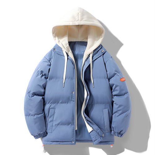 Herren Wattierte Pufferjacke mit kontrastfarbener Kapuze, winddichter Außenhülle und Kordelzug Echo Archiv