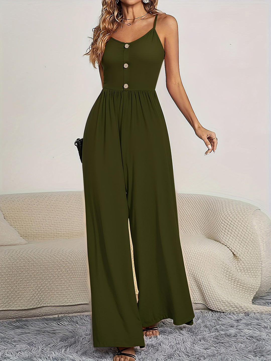 Damen Jumpsuit mit knöpfbarem Oberteil und weitem Bein Echo Archiv