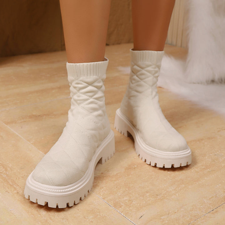 Damen Modische und bequeme gestrickte Stiefel Echo Archiv