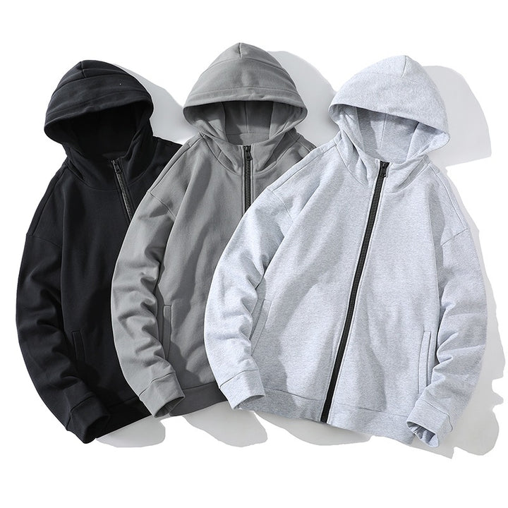 Unisex Oversize Kapuzen-Zipjacke aus weichem Fleece mit durchgehendem Reißverschluss und Eingrifftaschen Echoarchiv