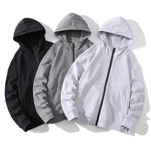 Unisex Oversize Kapuzen-Zipjacke aus weichem Fleece mit durchgehendem Reißverschluss und Eingrifftaschen Echoarchiv