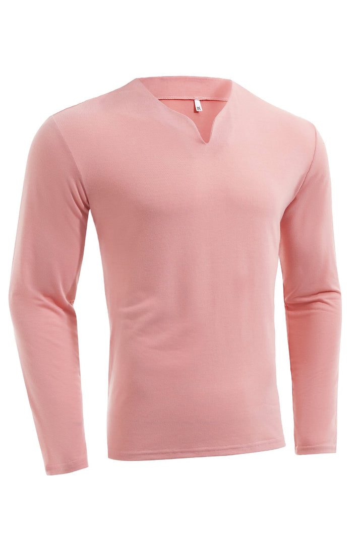 Herren nan Langarmshirt mit V-Ausschnitt Slim Fit Baumwollmix und elastischem Komfortbund Echo Archiv