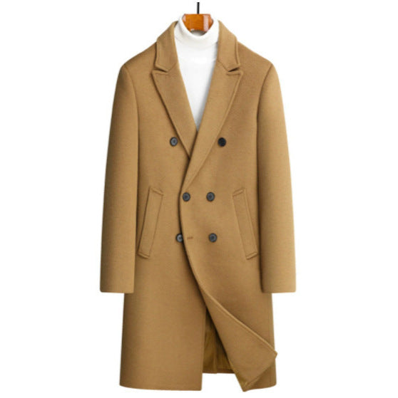 Herren eleganter Wollmantel mit doppelter Knopfleiste und dekorativem Revers Echoarchiv