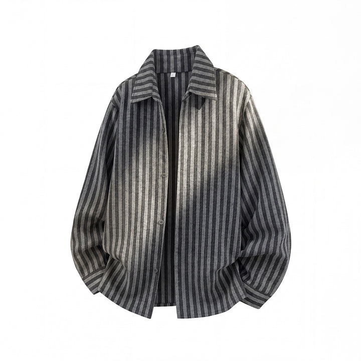 Unisex Locker geschnittene Hemdjacke im Overshirt‑Stil mit vertikalem Streifenmuster Echo Archiv