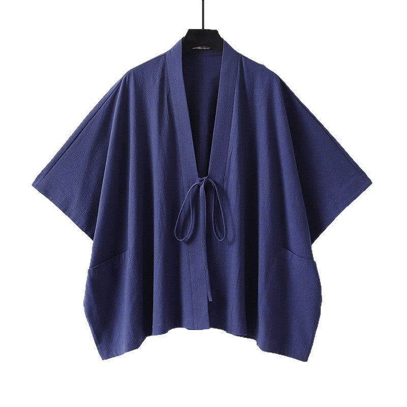 Damen Oversize Kimono-Cardigan mit Bindeband und aufgesetzten Taschen Echoarchiv