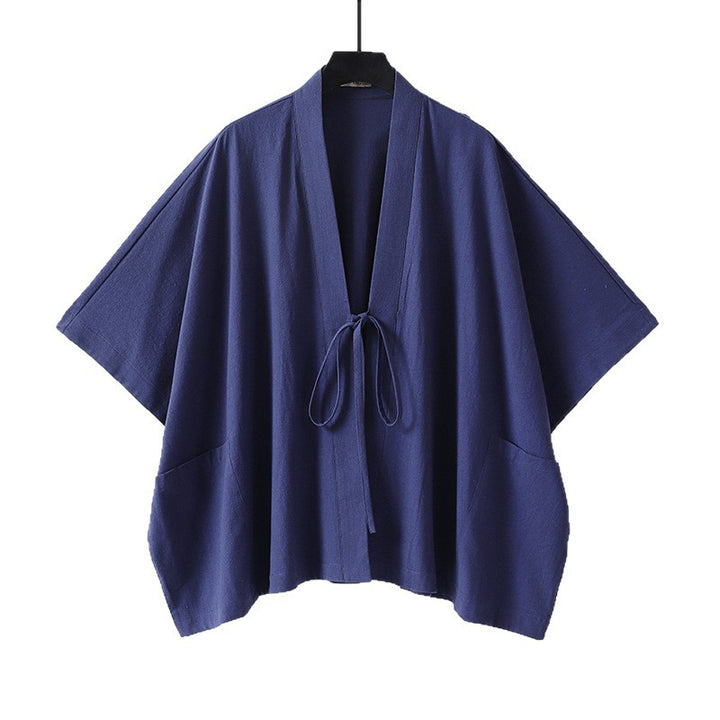 Damen Oversize Kimono-Cardigan mit Bindeband und aufgesetzten Taschen Echoarchiv