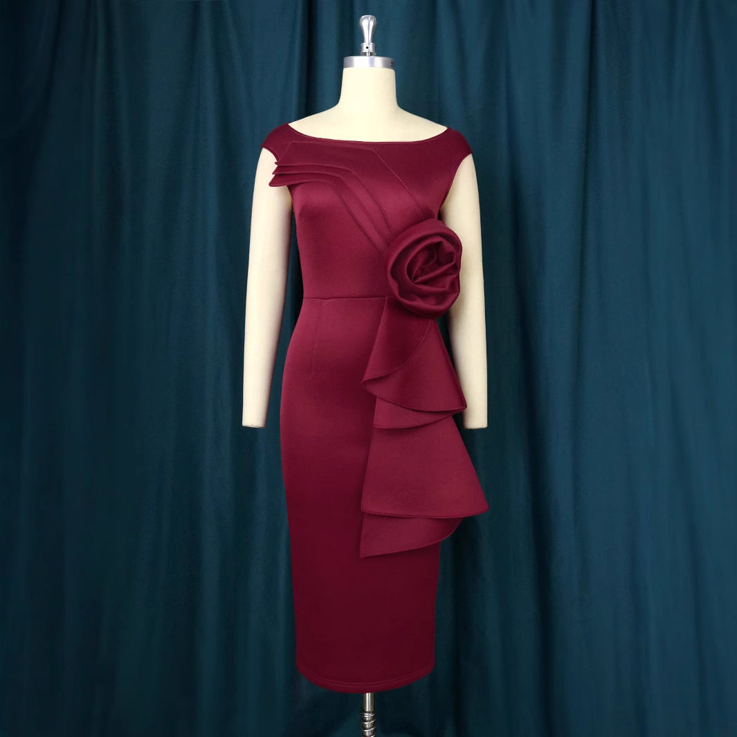 Damen figurbetontes Kleid mit schicker Rüschenapplikation Echo Archiv