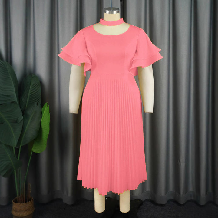 Damen Plissee Maxikleid mit Choker und voluminösen Ärmeln Echo Archiv