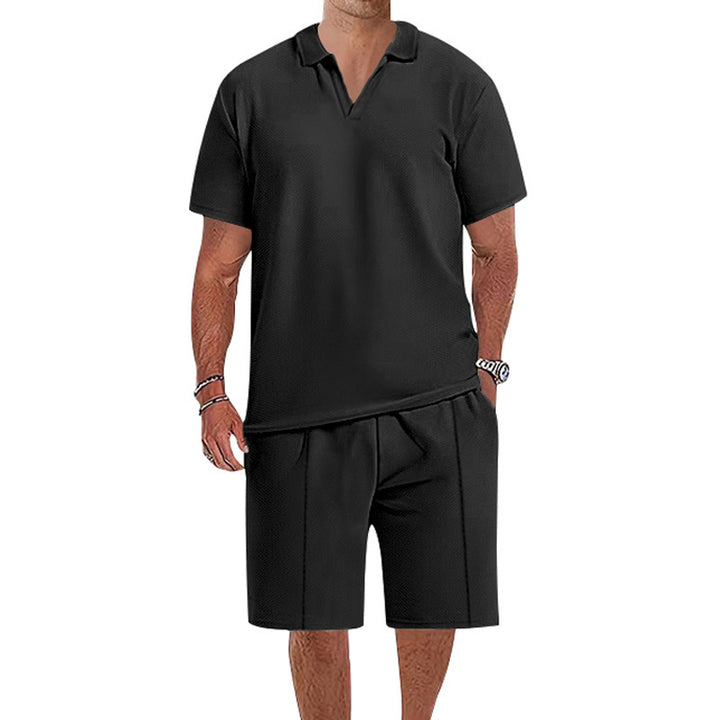 Herren lässiges Polo-Shorts-Set mit atmungsaktiver Struktur Echoarchiv