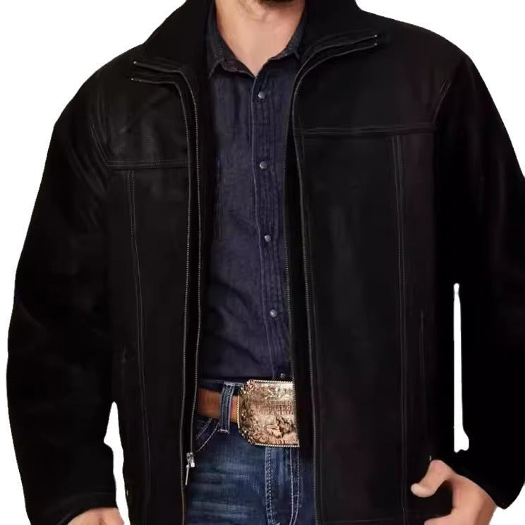 Herren hochwertige Lederjacke mit modernen Details und praktischen Taschen Echoarchiv