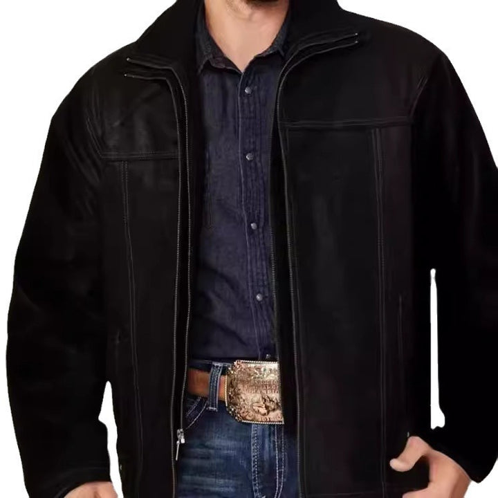 Herren hochwertige Lederjacke mit modernen Details und praktischen Taschen Echoarchiv