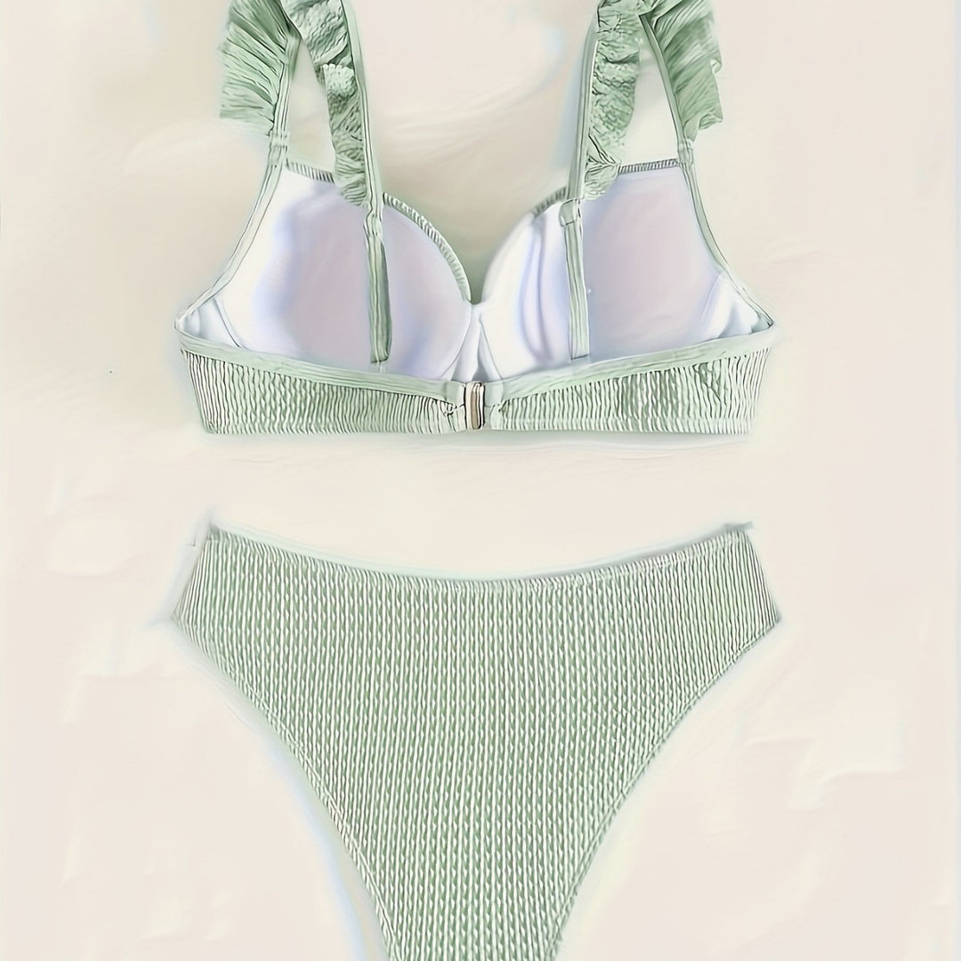 Damen Bikini-Set mit gerafftem Oberteil und hoch geschnittenem Höschen Echo Archiv