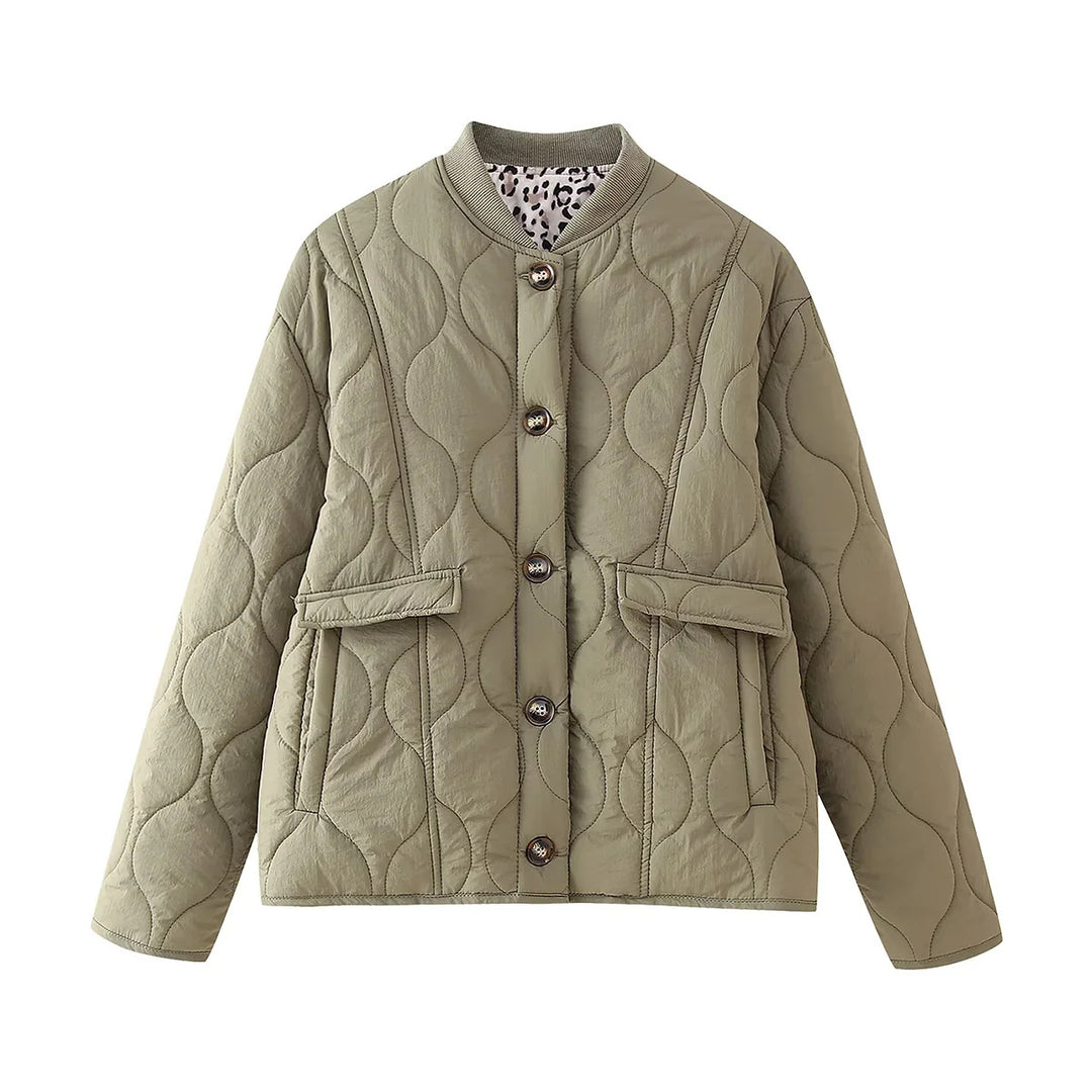 Damen nan gesteppte Übergangsjacke mit Rippkragen und Pattentaschen Echo Archiv