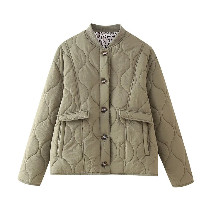 Damen nan gesteppte Übergangsjacke mit Rippkragen und Pattentaschen Echo Archiv