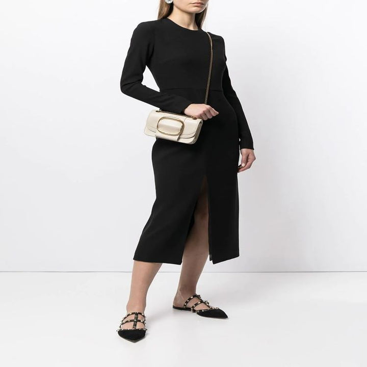 Damen Tailliertes Midikleid mit langem Arm, vorderlichem Schlitz und cleanem Tailoring Echoarchiv