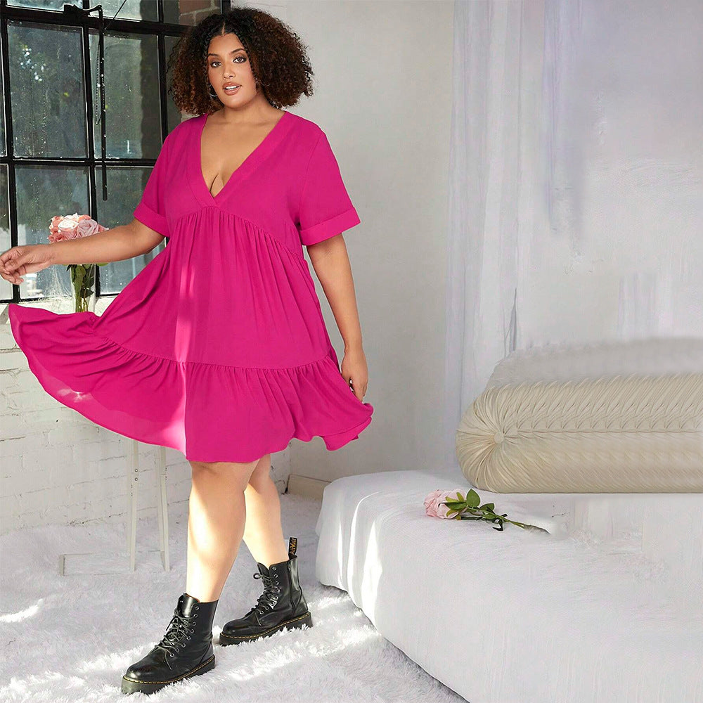 Damen lässiges Sommerkleid mit V-Ausschnitt und schwingendem Saum Echo Archiv