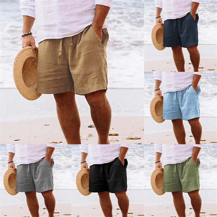 Herren luftige Leinen-Shorts mit elastischem Bund und praktischen Seitentaschen Echoarchiv