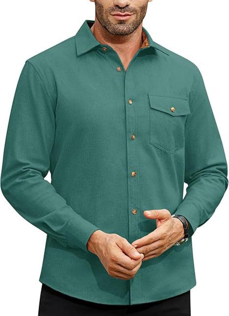 Herren Langarmhemd mit hochwertigem Flanell und praktischer Brusttasche Echoarchiv