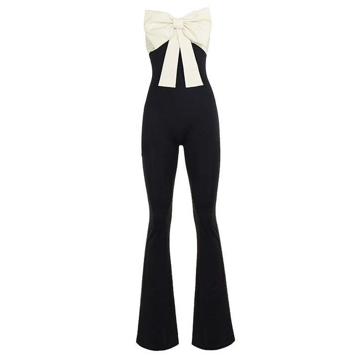 Damen eleganter Jumpsuit mit Schleifen-Akzenten und weiten Beinen Echo Archiv