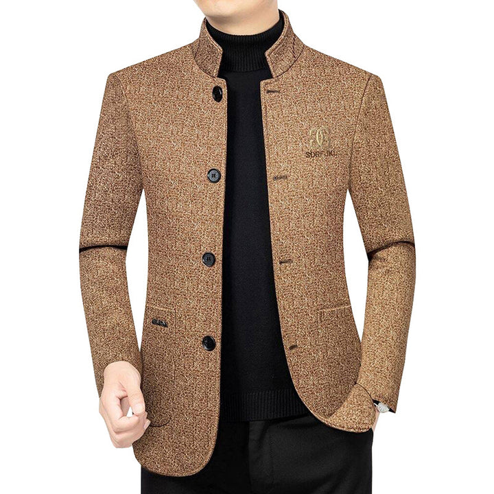 Herren Moderner Stehkragen-Blazer im Travel-Stil mit wattierter Innenfütterung – Tianoro