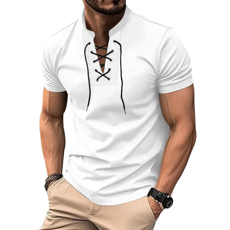 Herren lässiges Poloshirt mit Schnürung Echoarchiv