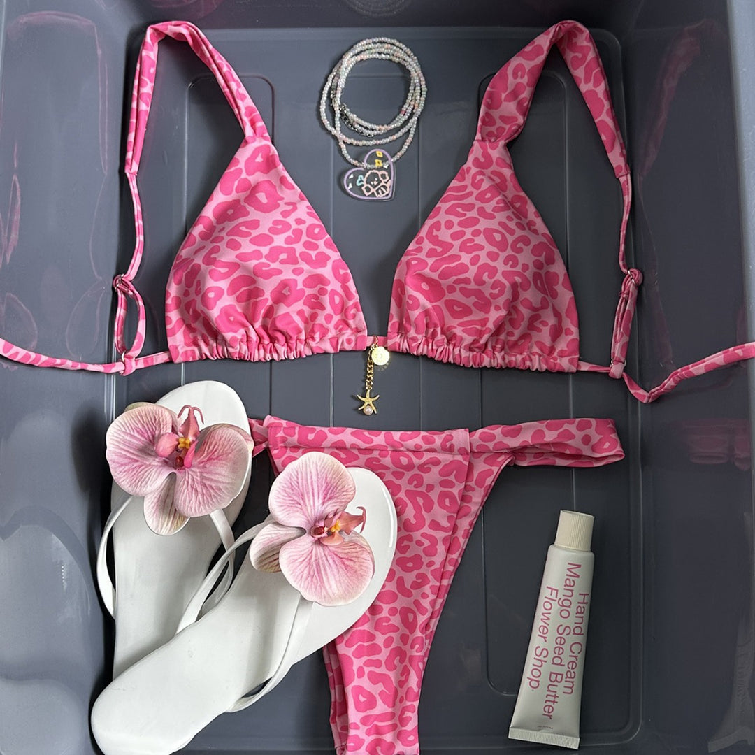 Damen Triangel-Bikini mit Leo-Design und verstellbaren Trägern Echo Archiv