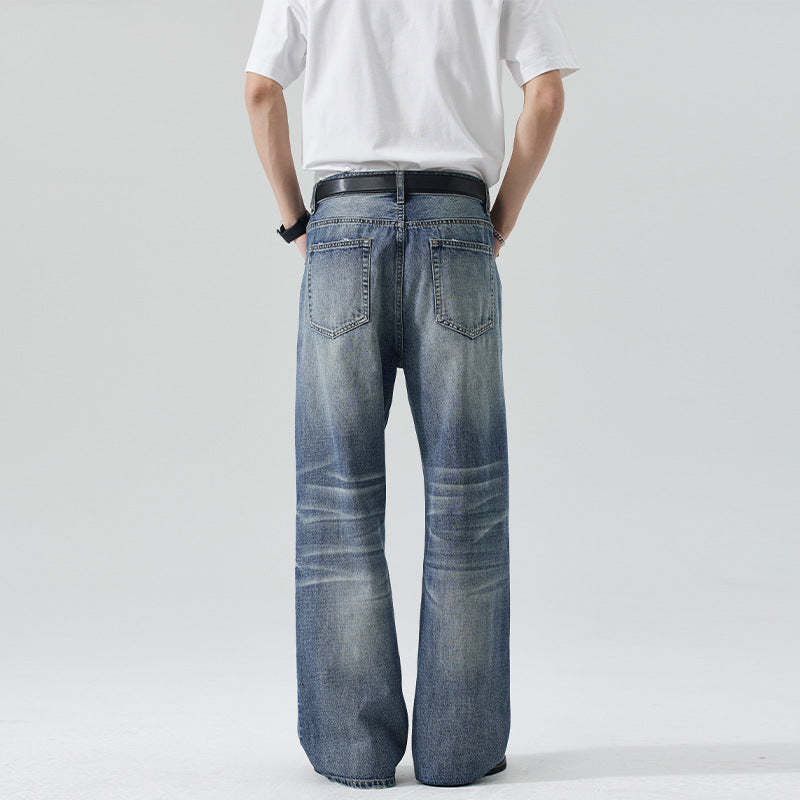 Herren Locker geschnittene Stonewashed-Denim-Jeans mit extra weitem Bein Echo Archiv