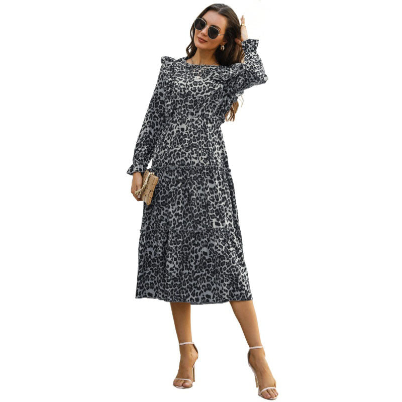 Damen Langes Leopardkleid Echo Archiv