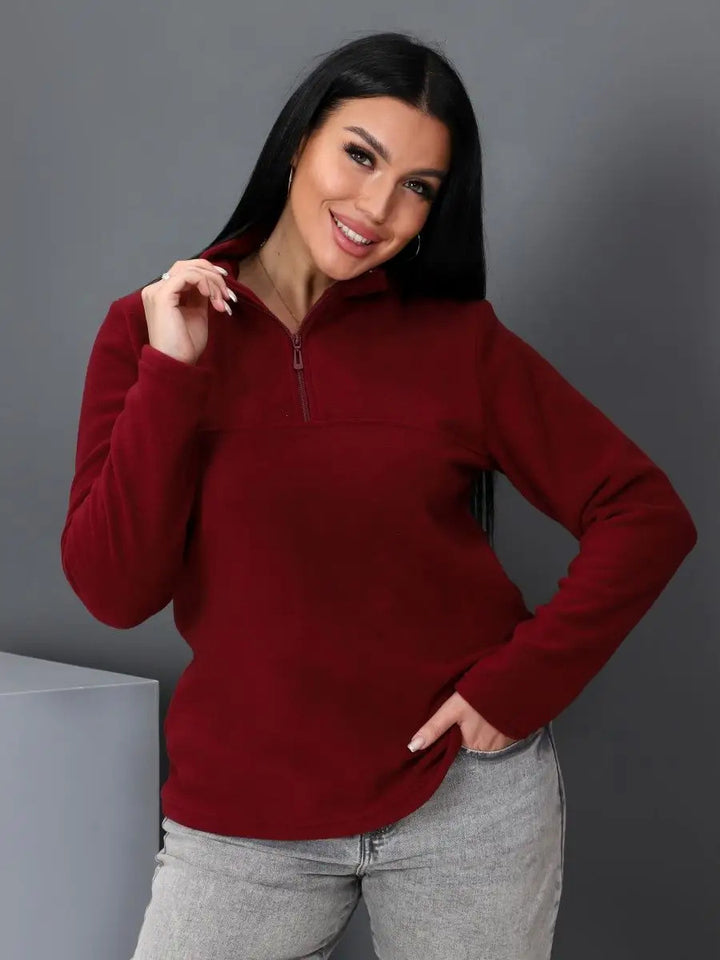 Damen Fleeceoberteil mit kurzem Halbzip und Stehkragen – Auréline