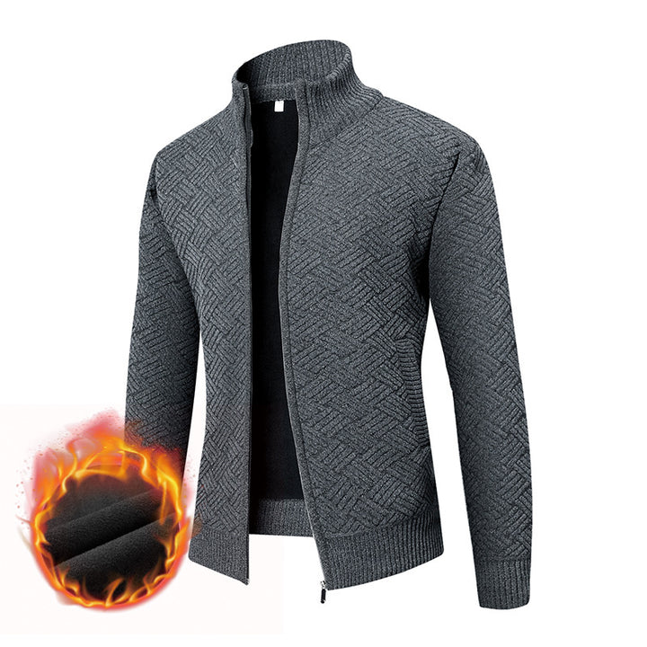 Herren Thermo-Strickzipjacke mit Jacquardmuster und Fleece-Innenfutter Echo Archiv