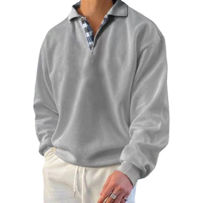 Herren nan lässiger Pullover mit Polokragen und verdeckter Karo-Innenseele aus Baumwollmischung Echo Archiv