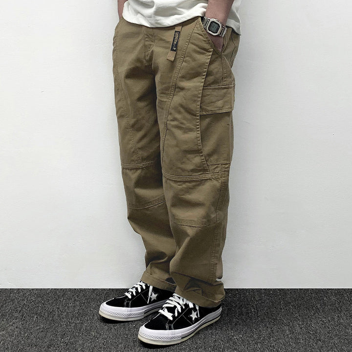 Herren Lässige Baggy-Cargo-Hose mit Knieabnähern, Multitaschen und Workwear-Details Echoarchiv