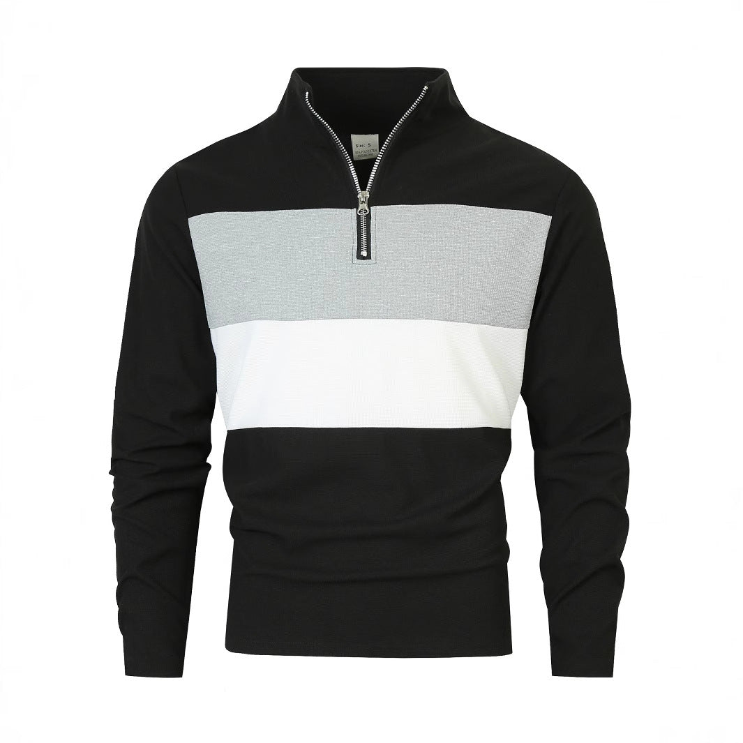 Herren modischer Pullover mit Reißverschluss und Farbblockdesign Echoarchiv