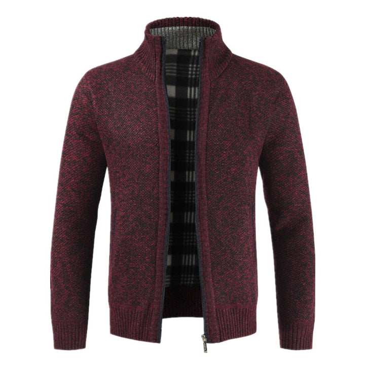 Herren Strickjacke mit hohem Kragen und plüschigen Innenfutter Echoarchiv