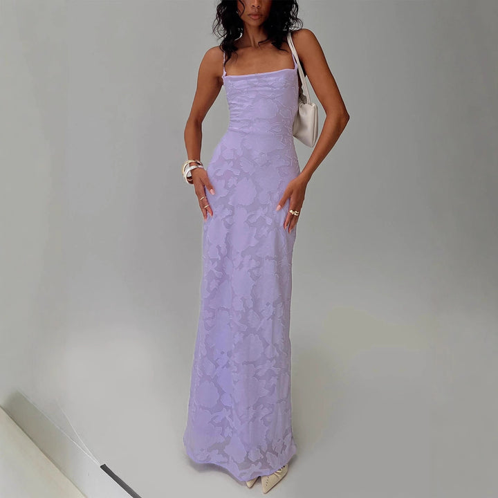 Damen Elegantes Abendkleid mit floralem Spitzenmuster und Spaghettiträgern Echo Archiv