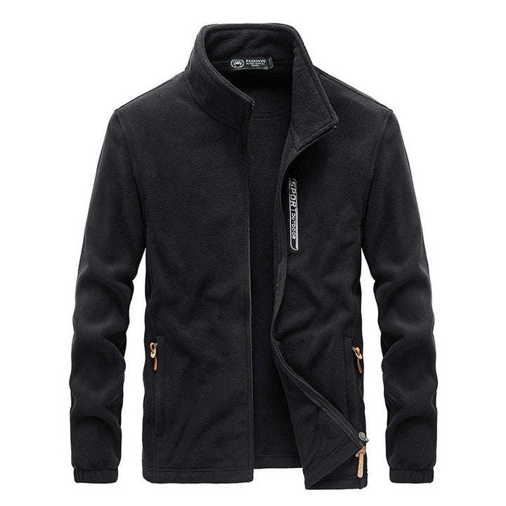 Herren Microfleece-Outdoorjacke mit Stehkragen, Reißverschluss und zipptaschen – Taviero